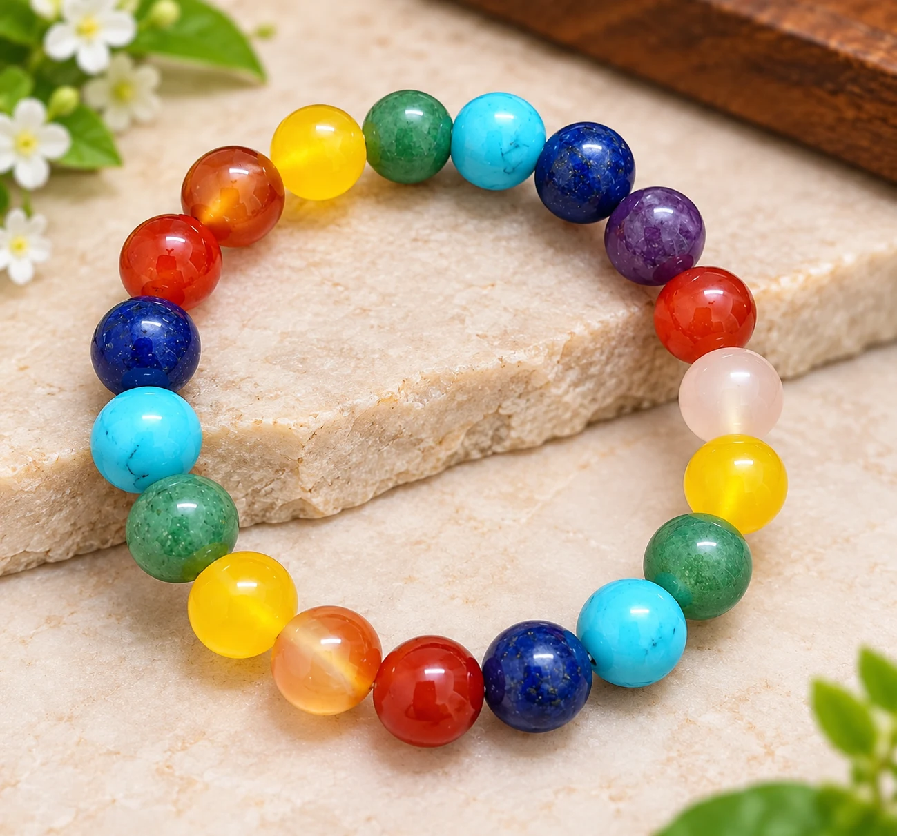 7 Chakra Multicolor Gemstone Bracelet 10mm