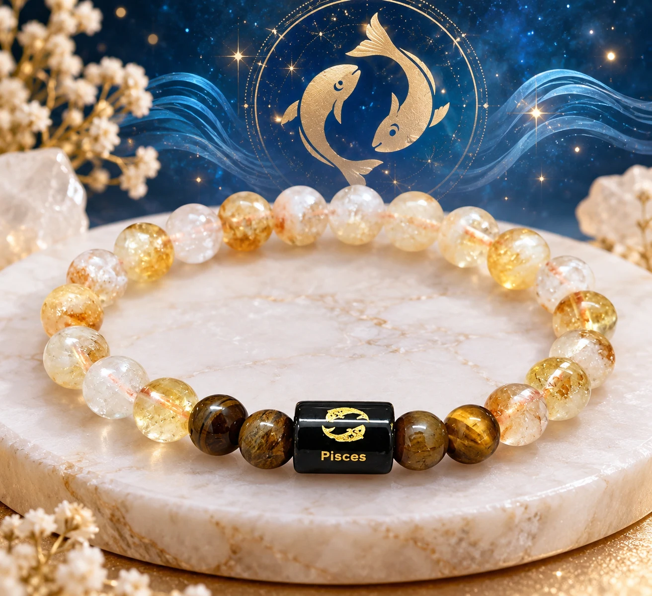 Pisces Zodiac Crystal Bracelet 8mm