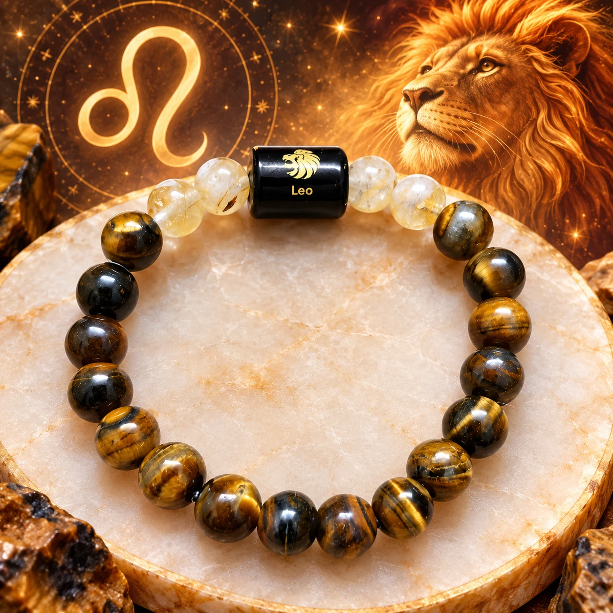 Leo Zodiac Tiger Eye Bracelet 8mm